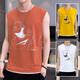 萊北（LAIBEI）男士背心男潮牌健身坎肩個(gè)性潮流汗衫夏季運動(dòng)外穿無(wú)袖純棉背心男 磚紅色 XL/175【120-135斤穿】