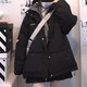 乖米豆中學(xué)生棉服女生冬季棉襖12面包服韓版寬松棉衣外套 黑色 假兩件 M