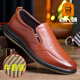 老人頭（laorentou）皮鞋男真皮商務(wù)休閑男鞋耐磨牛筋底皮鞋中年爸爸鞋軟皮軟底單鞋男 棕色 42