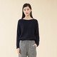 艾格長(cháng)袖針織衫女2024春季新品休閑寬松純色簡(jiǎn)約百搭時(shí)尚圓領(lǐng)毛衣W27 藏青色 36S
