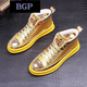 BGP潮牌歐美風(fēng)時(shí)尚百搭男鞋休閑高幫鞋潮鞋增高鞋潮流個(gè)性板鞋休閑鞋 【金色單鞋 內增高】 39
