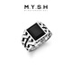 銘揚飾海 925銀黑瑪瑙戒指男士潮流高級感銀飾品歐美風(fēng)簡(jiǎn)約百搭紳士食指環(huán) 港度19-21號（指圍周長(cháng)59-61mm）