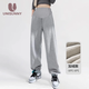 孕尚孕婦褲子運動(dòng)褲秋冬外穿加絨加厚寬松直筒束腳兩穿衛褲孕期休閑褲 淺灰【加絨款】 M【建議90～115斤】