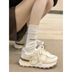 凡小如厚底增高老爹鞋女華夫鞋2026新款跑步運動(dòng)休閑鞋小白鞋松糕德訓鞋 米白色 38