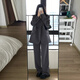 GARNUO黑色小西裝外套女2025早春秋新款兩件套小個子高級感休閑西服套裝 深灰色套裝【西服+褲子】 L 【121-130斤】