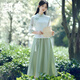 凱戀中式漢服套裝裙女中國風(fēng)刺繡盤扣上衣東方簡奢風(fēng)改良旗袍唐裝P749 白色套裝 L