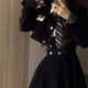 ROAR UTHAUG韓國學(xué)院風(fēng)套裝女短款西裝外套JK制服裙春夏高腰顯瘦百褶裙三件套 藏青色西裝+吊帶裙+襯衫(領(lǐng)帶) S