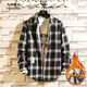 凡迪時(shí)尚冬季格子加絨襯衫男士長(cháng)袖韓版潮流休閑加厚襯衣保暖襯衫修身帥氣 黑色加絨 3XL建議160-185斤