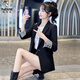 啄木鳥(niǎo)職業(yè)小西裝外套女2025春秋新款大尺碼寬松200斤休閑短款西服上衣 黑色 M 80-100斤