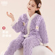 多妙屋兒童睡衣女童珊瑚絨秋冬加厚女孩寶寶大童家居服套裝55012紫色170