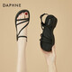 達芙妮（DAPHNE）七夕涼鞋女一字帶夏季外穿新款時尚仙女風(fēng)坡跟沙灘鞋 黑色 跟高5cm 39 (245mm)