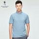 與狼共舞【100%棉】夏季通勤百搭休閑男士短袖POLO衫 104粉藍 L(175) 