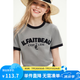 ELLE KIDS夏季女童運(yùn)動(dòng)風(fēng)正肩H版圓領(lǐng)親膚撞色貼布繡花休閑T恤短袖上衣