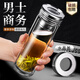 代璽雙層玻璃水杯男士泡茶杯子帶茶隔加厚耐熱辦公室車(chē)載商務(wù)喝水杯 水晶蓋- 450ml