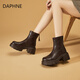 DAPHNE達芙妮厚底馬丁靴女春季新款英倫風(fēng)單靴百搭時(shí)尚瘦瘦靴防滑 棕色 38