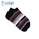 CORGI柯基英國進(jìn)口男女船襪薄款多色條紋休閑親膚精梳棉手工短襪七夕禮 Black 男款39-43