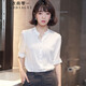 衣典零一（LEDIALYI）2025夏季女裝新款高級(jí)感輕奢洋氣質(zhì)短袖真絲襯衫女桑蠶絲襯衣上衣 白色 L