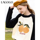 LAGOGO柿柿如意撞色保暖毛衣女拉谷谷2024年冬季新款插肩袖針織衫 白黑(VW) M 160/38