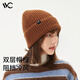 VVC帽子女毛線(xiàn)帽保暖防風(fēng)冬天護耳百搭針織冷帽女 焦糖棕