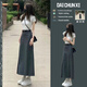 妍莉芬（yanlifen）連衣裙夏裝搭配一整套穿搭衣服職業(yè)套裝女茶系小個子半身裙兩件套 米灰上衣+灰色半身裙子 M 【96-108斤】
