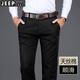 JEEP SPIRIT吉普棉質(zhì)休閑褲男春秋款寬松直筒商務(wù)休閑冬季加絨彈力西裝褲子男 LC6017黑色【秋冬款】 32 （2尺45）