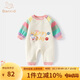 班喜迪嬰兒衣服秋裝嬰幼兒連體衣洋氣女寶寶衛(wèi)衣爬服春秋季超萌外出哈衣 米色 90cm