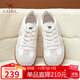 駱駝（CAMEL）德訓鞋女復古撞色皮革拼接厚底休閑板鞋 L25A787002 米白 37