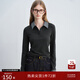 自巧小個(gè)子miu系撞色格紋拼接假兩件T恤女2025新款復古翻領(lǐng)上衣 深灰色 S 3