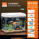 最萌魚(yú)缸2025客廳新款生財魚(yú)缸亞克力水草植物造景生態(tài)循環(huán)過(guò)濾烏龜缸 50X30X35cm（白色帶蓋豪華套餐）