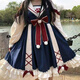 閃動少女（SHANDONGSHAONV）洛麗塔秋冬Lolita300斤特大碼女裝軟妹洋裝小清新寬松長袖連衣裙 深藍色【連衣裙+蝴蝶結(jié)】 M 建議100斤內(nèi)