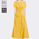 炳瀚衣舍2024年微連衣裙氣質(zhì)夏季a字裙中長(cháng)款潮 黃色 M