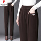 皮爾卡丹（pierre cardin）燈芯絨褲子女秋冬季2024新款高腰寬松條絨加厚加絨中年媽l媽哈倫 咖啡色 加絨 2XL 30