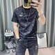 凰梡全身印花短袖T恤男2025新款男士衣服百搭修身半袖體恤衫T恤上衣 黑色 XL