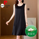 皮爾卡丹（pierre cardin）2023新款桑蠶絲無(wú)袖連衣裙女內(nèi)搭寬松純色真絲吊帶背心氣質(zhì)中長(zhǎng)裙 黑色 升級(jí)款 3XL 級(jí) 建議130-145斤