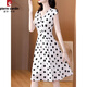 皮爾卡丹（pierre cardin）中年高端媽m品牌圓點(diǎn)連衣裙女2025新款夏季小個(gè)子氣質(zhì)時(shí)尚裙子女 白色 L (100-115斤)