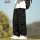 普戈斯（PUGESI）胖子大碼工裝褲男春秋季休閑燈芯絨寬松多口袋直筒闊腿褲 K23027黑色 5XL
