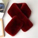 豬小耙（ZHUXIAOPA）平板毛絨圍巾仿獺兔毛加厚保暖圍脖女秋冬季百搭交叉簡(jiǎn)約圍巾 酒紅色 88cm