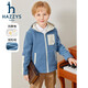 哈吉斯（HAZZYS）品牌童裝男女童外套秋新品防靜電舒適柔軟搖粒絨針織外套 港灣藍 165