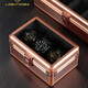 LIGHTIDEA手表展示盒高清玻璃窗 精品三只裝表盒鋁合金絨布軟表枕金屬盒 玫瑰金[禮盒包裝]