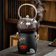 瓷牌茗茶具（cipaiming teaset） 圍爐煮茶鐵壺火碳爐風(fēng)爐鑄鐵茶具煮茶燒水家用戶外木炭爐 喜上眉梢炭爐+1升喜上眉梢鐵壺