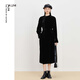 噢姆（AUM）【商場(chǎng)同款】AUM噢姆冬季新款彈力微縐喬絨立領(lǐng)中式連衣裙 黑色 L