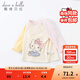 戴維貝拉（DAVE＆BELLA）【Hello·Kitty聯(lián)名】童裝兒童t恤女童長(cháng)袖上衣洋氣寶寶打底衫 米白 90 cm（建議身高80-90cm）