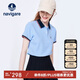 Navigare意大利小帆船女士修身輕薄短袖POLO領(lǐng)T恤上衣2325524506 藍(lán) XL 