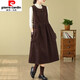 皮爾卡丹秋冬新款氣質(zhì)燈芯絨背帶裙女顯瘦背心連衣裙中長(cháng)款 咖啡色 L 115-130斤