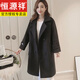 恒源祥毛呢外套女中長(cháng)款韓版2024新款秋冬裝學(xué)生呢子大衣女赫本 黑色 S 建議【85-105斤】