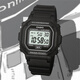 卡西歐（CASIO）手表運動經典復古方塊小方表學生F108WHC-7B 7A 1A 4A 2A 電子表 F-108WH-1A磨砂黑 【附加貼膜】