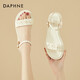 達芙妮（DAPHNE）七夕涼鞋女溫柔風(fēng)夏季外穿時尚孕婦新款一字帶露趾百搭媽媽鞋 米白 跟高2.5cm 40 (250mm)
