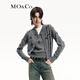 MO&Co.【100%綿羊毛】秋手工釘鉆針織開(kāi)衫MBD3CAR021摩安珂 中花灰色 L 170