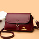 花跡真皮單肩斜挎包女新款新款中年媽媽牛皮軟皮單肩女士母節=女包包 酒紅色