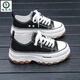 啄木鳥(niǎo)小個(gè)子厚底帆布鞋女鞋2024新款春秋新款布鞋內增高小白鞋板鞋子女 黑色 36